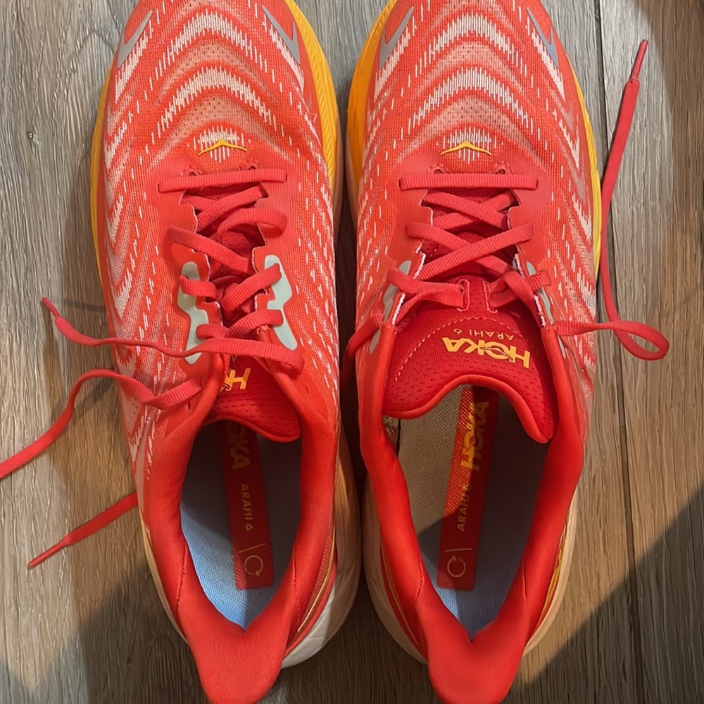 Hoka Men's Athletic Shoes in Red and Orange - Picture 6 of 9